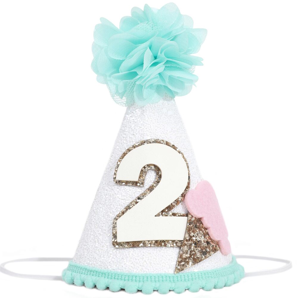 3434 Ice Cream 2nd Birthday Hat - Sweet Second Birthday Decorations,Cool